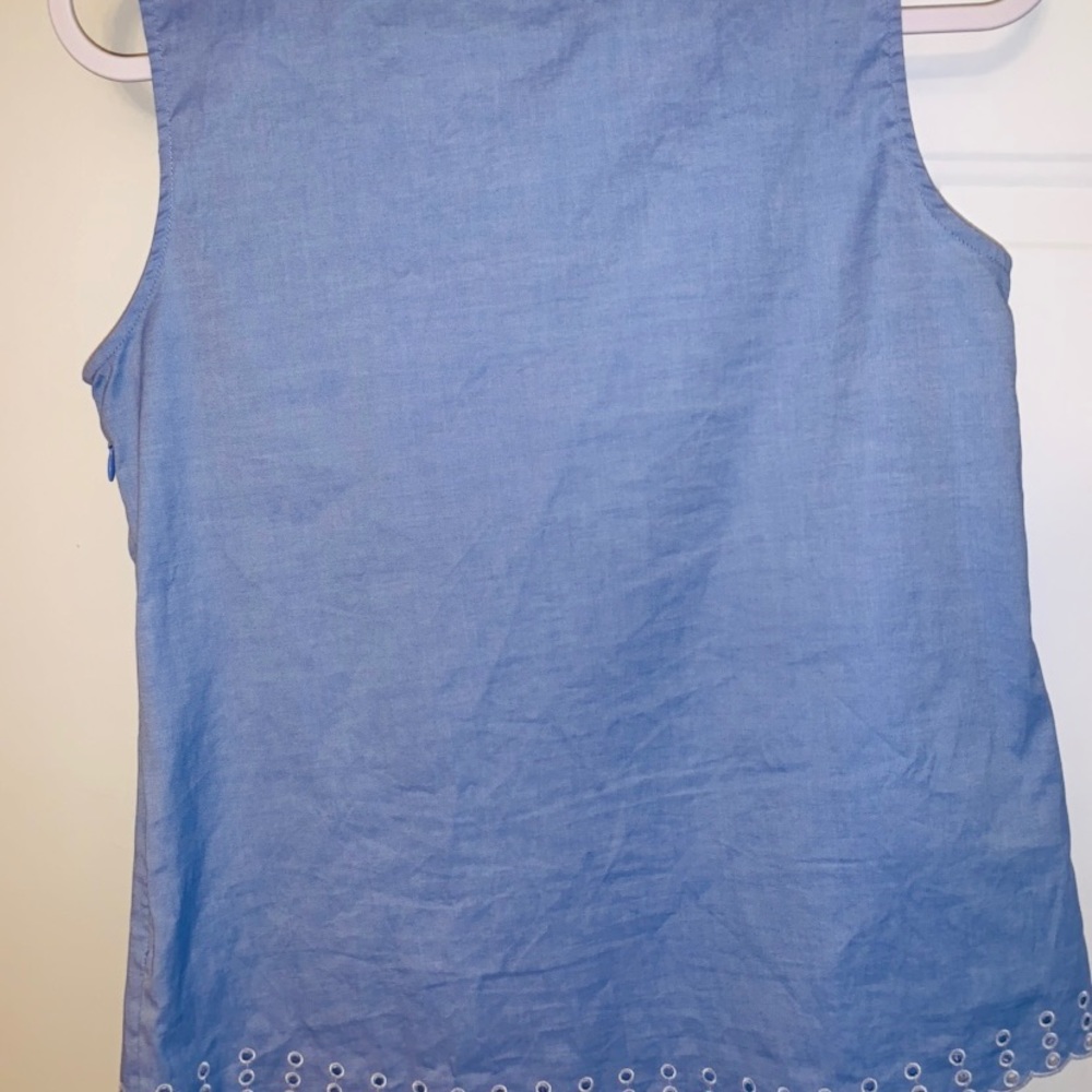 J Crew blue sleeveless top w/ embroidery - Picture 6 of 6